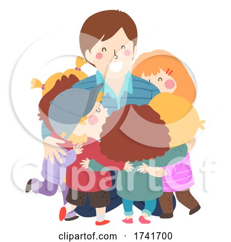 Kids Man Hug Teacher Illustration by BNP Design Studio