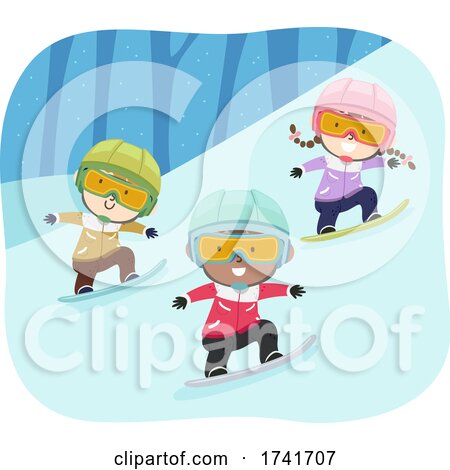 Kids Snowboarding Goggles Helmet Illustration by BNP Design Studio