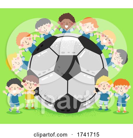 Kids Boys Soccer Team Big Ball Illustration by BNP Design Studio