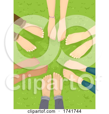 Feet Group Barefoot Grass Illustration by BNP Design Studio