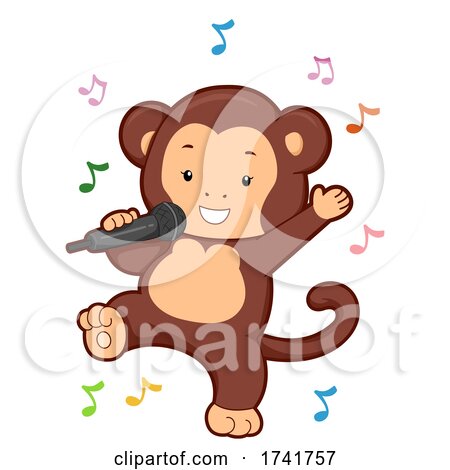 Monkey Sing Music Notes Illustration by BNP Design Studio