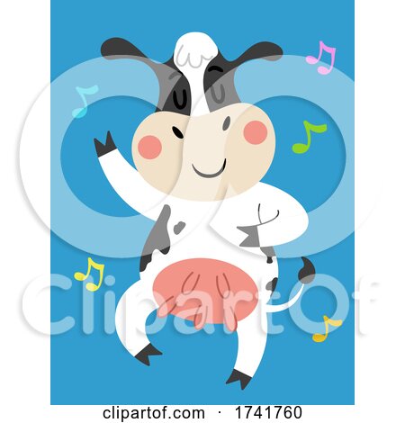 Cow Animal Dance Music Notes Illustration by BNP Design Studio