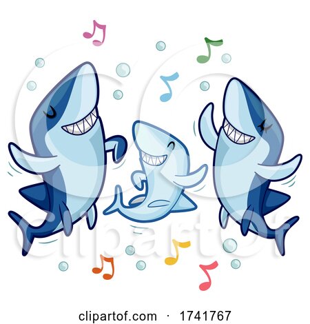 Shark Family Dance Music Notes Illustration by BNP Design Studio