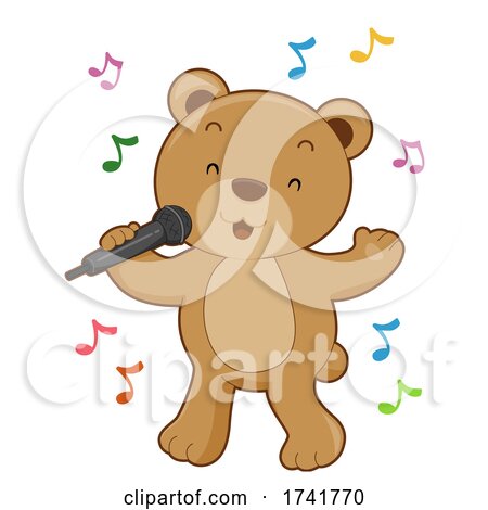 Bear Sing Microphone Illustration by BNP Design Studio