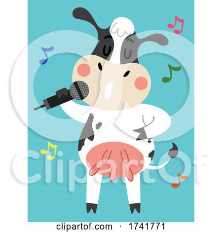 Cow Animal Sing Microphone Illustration by BNP Design Studio