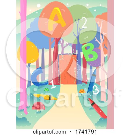Preschool Forest Theme Door Path Illustration by BNP Design Studio