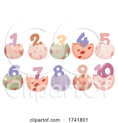 Dinosaur Egg Hatch Numbers Illustration by BNP Design Studio