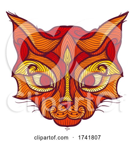 Line Art Cat Face Illustration by BNP Design Studio