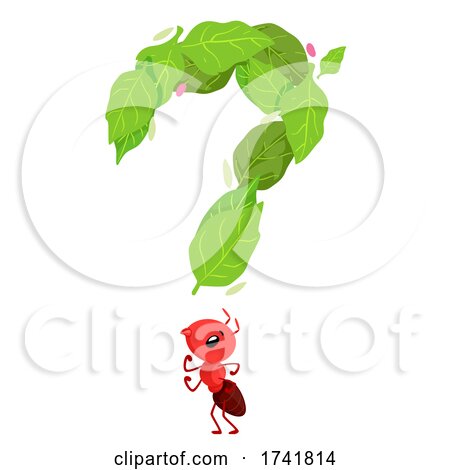 Mascot Ant Question Mark Leaves Illustration by BNP Design Studio