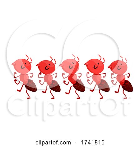 Mascot Ants Marching Forward Illustration by BNP Design Studio