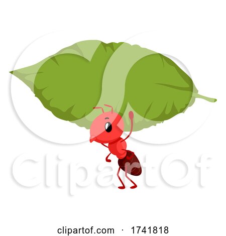 Mascot Ant Carry Leaf Board Illustration by BNP Design Studio