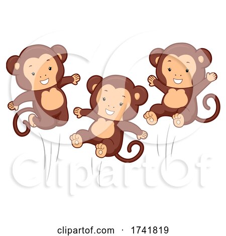 Monkeys Jumping Happy Illustration by BNP Design Studio