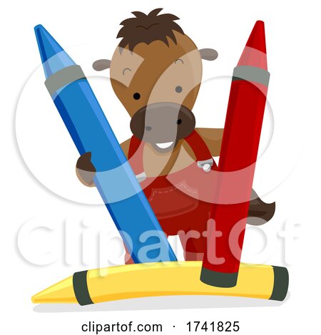 Farm Horse Crayons Primary Colors Illustration by BNP Design Studio