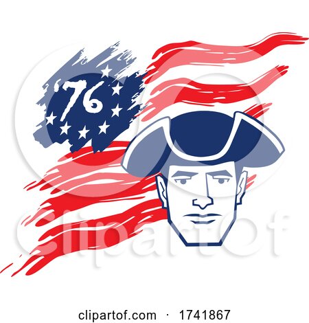 American Revolution Patriot Soldier over a 76 Flag by Johnny Sajem