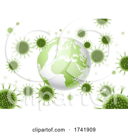 Abstract Background with World Globe and Virus Cells Design by KJ Pargeter