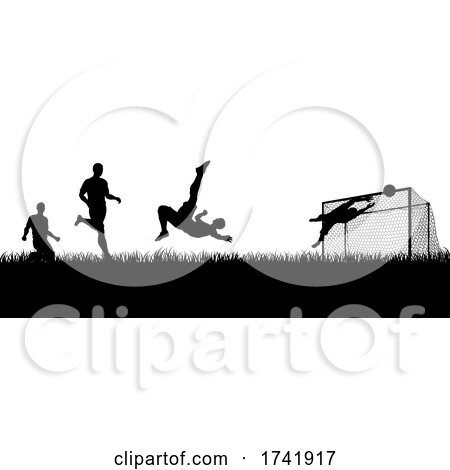 Soccer Football Players Silhouette Match Scene by AtStockIllustration
