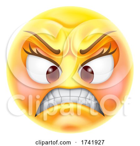 Angry Jealous Mad Hate Emoticon Cartoon Face by AtStockIllustration