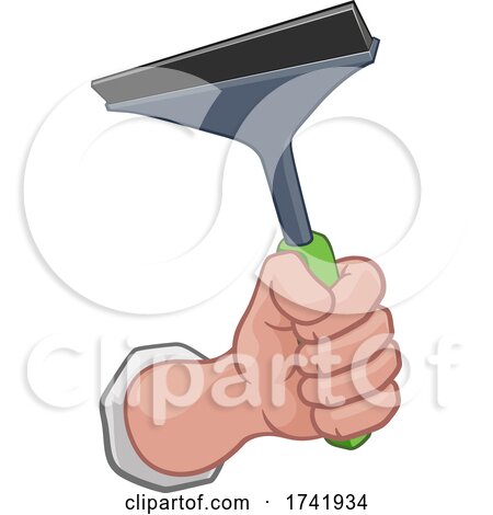 Window Cleaner Hand Fist Holding Squeegee Cartoon by AtStockIllustration