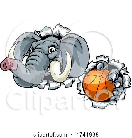 Elephant Basketball Ball Sports Animal Mascot by AtStockIllustration