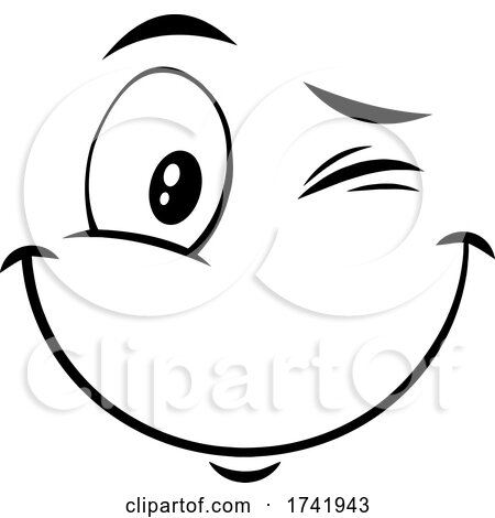 Black and White Winking Face by Hit Toon