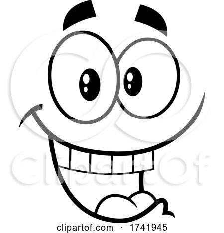 Black and White Excited Face by Hit Toon