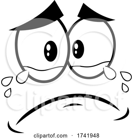 Black and White Crying Face by Hit Toon