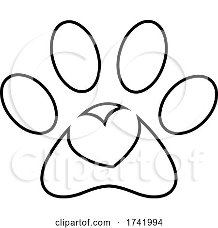 Dog Paw Print with a Heart by Hit Toon