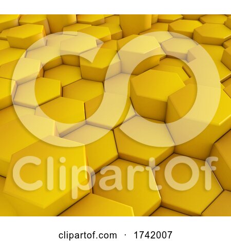 3D Abstract Background with Hexagonal Shapes by KJ Pargeter