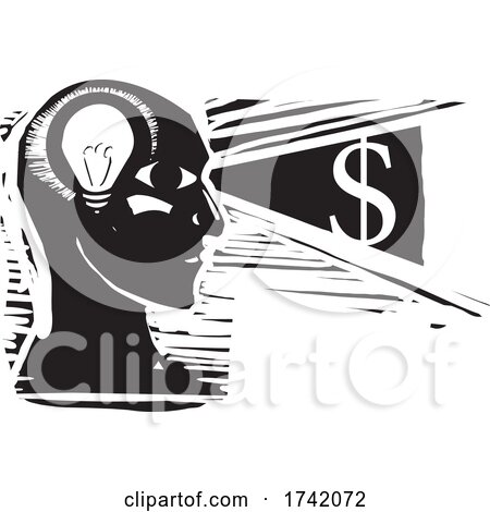 Profiled Head with an Idea and Dollar Symbol by xunantunich
