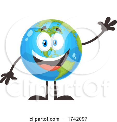 Waving Earth Globe Mascot Character by Hit Toon