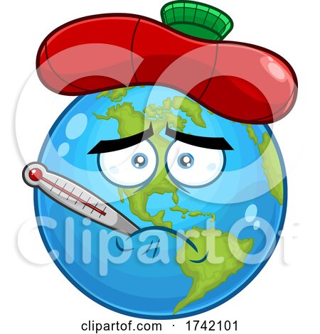 Sick Earth Globe Mascot Character by Hit Toon