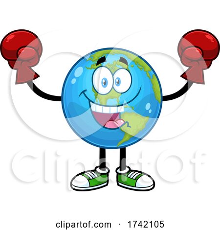 Boxer Earth Globe Mascot Character by Hit Toon