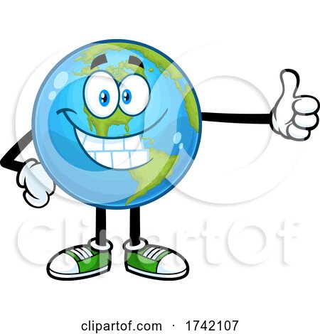 Happy Earth Globe Mascot Character Giving a Thumb up by Hit Toon
