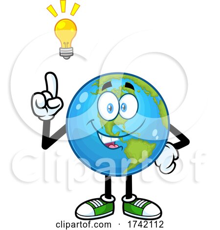 Happy Earth Globe Mascot Character with an Idea by Hit Toon