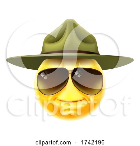 Happy Drill Sergeant Emoticon Cartoon Face by AtStockIllustration