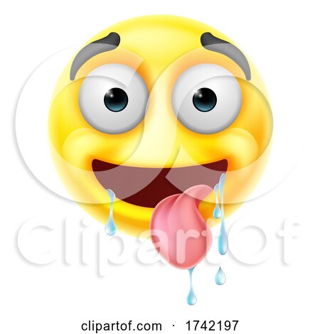 Drooling Saliva Emoticon Tongue Face Cartoon by AtStockIllustration