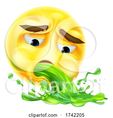 Puking Vomiting Sick Emoticon Cartoon Face Icon by AtStockIllustration