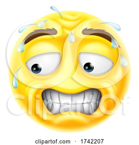 Worried Sweating Scared Emoticon Cartoon Face Icon by AtStockIllustration