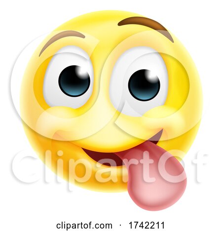 Tongue out Cheeky Emoticon Cartoon Face by AtStockIllustration
