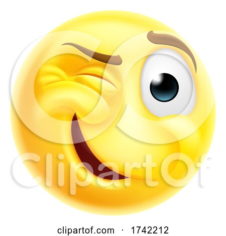 Winking Cheeky Emoticon Cartoon Face by AtStockIllustration