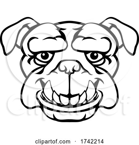 Bulldog Mascot Cute Happy Cartoon Character by AtStockIllustration
