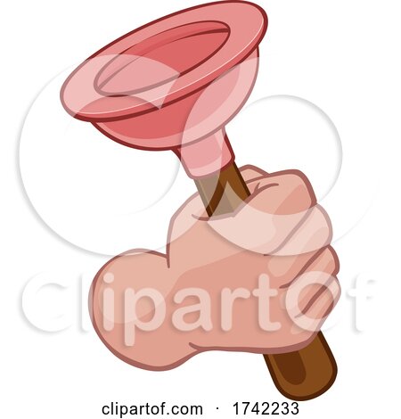 Plumber Hand Fist Holding Plumbing Toilet Plunger by AtStockIllustration