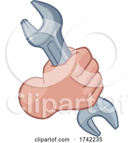 Plumber Mechanic Hand Fist Holding Spanner Wrench by AtStockIllustration