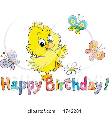 Chick with Happy Birthday Text by Alex Bannykh