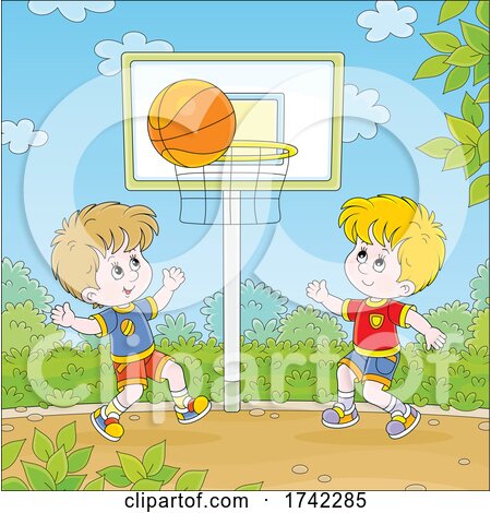 Boys Playing Basketball by Alex Bannykh