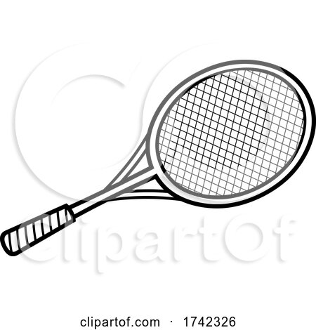 Black and White Tennis Racket by Hit Toon