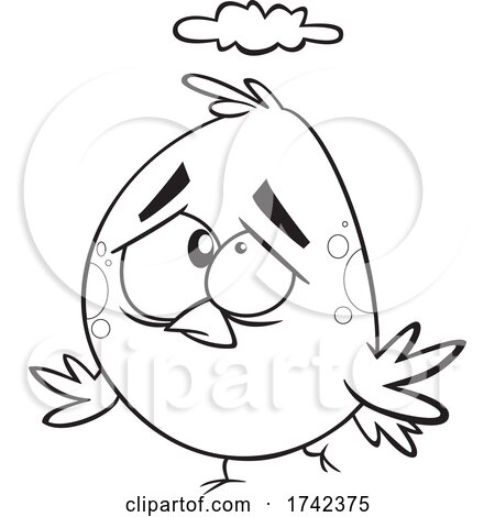 Cartoon Black and White Unhappy Bird by toonaday