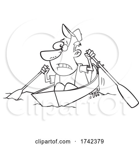 Cartoon Black and White Man Rocking the Boat by toonaday