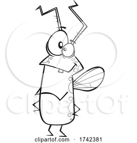 Cartoon Black and White Skinny Fly by toonaday