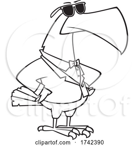Cartoon Black and White Bouncer Bald Eagle by toonaday